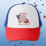 Anti-Trump Political Word Cloud  Trucker Hat<br><div class="desc">Stand up and stand out with this political hat opposing Trump and supporting the rule of law. Features subway style word art in a recognisable profile shape against the backdrop of the American flag. Text caption can be edited or deleted. Your choice of colour combinations.</div>