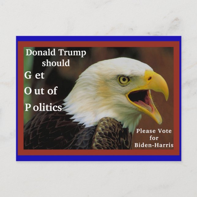 Anti Trump, Pro Biden Angry American Bald Eagle Postcard (Front)