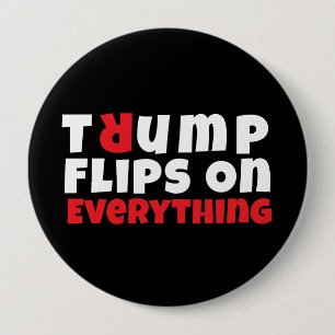 Anti trump protest slogan black red 10 cm round badge