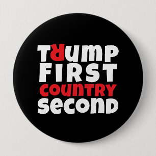Anti trump protest slogan red black 10 cm round badge