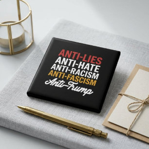 Anti Trump Resist Hate Lies and Fascism 15 Cm Square Badge