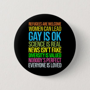 Anti Trump Science Refugees Love Womens Rights 6 Cm Round Badge