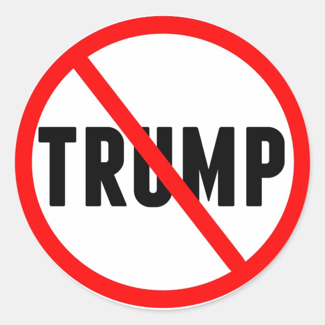Anti Trump Simple Red Circle X Political Classic Round Sticker (Front)