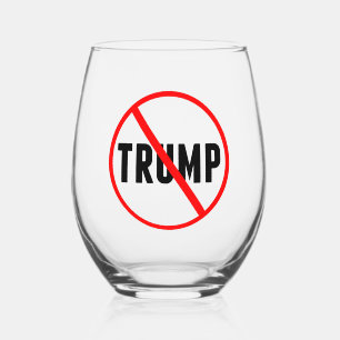 Anti Trump Simple Red Circle X Political Stemless Wine Glass
