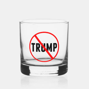 Anti Trump Simple Red Circle X Political Whiskey Glass