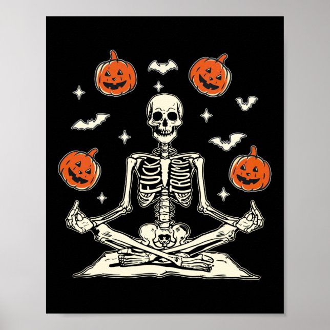 Anti Trump Skeleton Halloween Long Sleeve  Poster (Front)