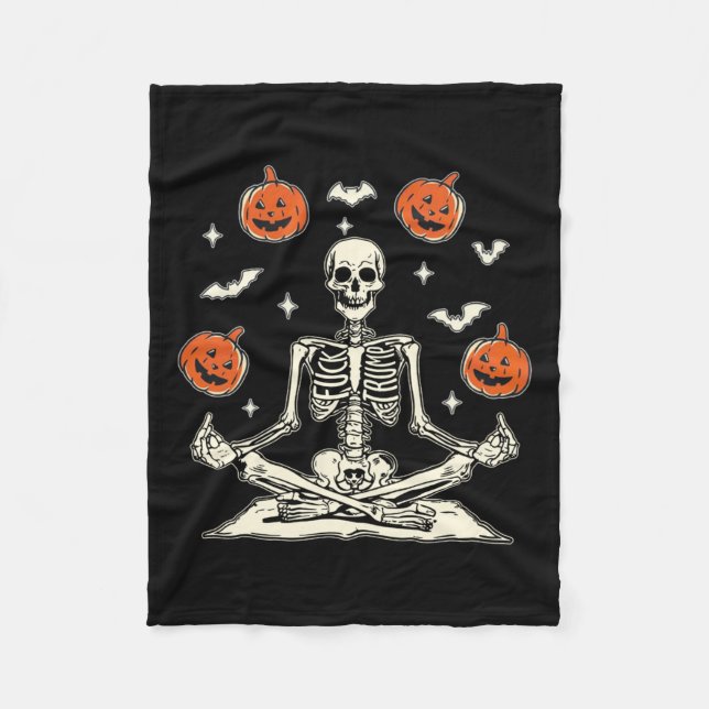 Anti Trump Skeleton Halloween Long Sleeve T-shirt_ Fleece Blanket (Front)