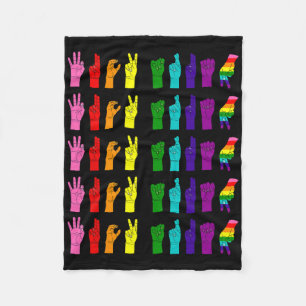 Anti Trump Subtle Sign Language Asl Lgbtq Pride 20 Fleece Blanket