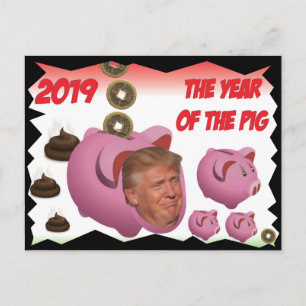 Anti Trump, - The year of the pig - 2019, Postcard