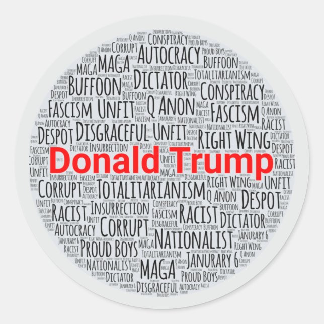 Anti-Trump Word Cloud Classic Round Sticker (Front)