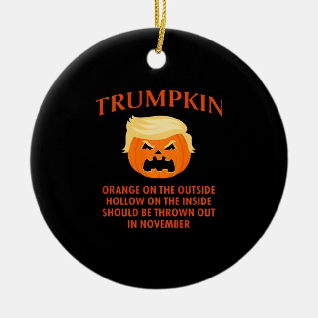 Anti Trumpkin Funny Halloween Ceramic Tree Decoration (Front)