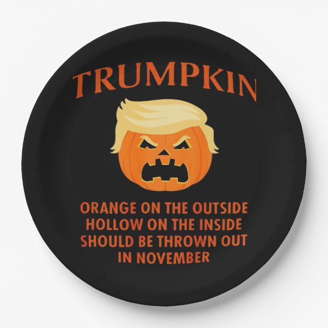 Anti Trumpkin Funny Halloween Paper Plate (Front)