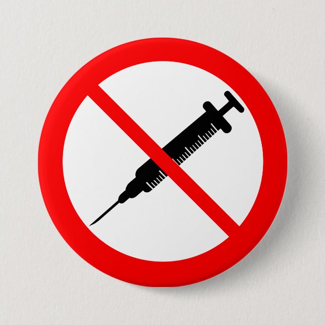"ANTI-VACCINE" 7.5 CM ROUND BADGE (Front)