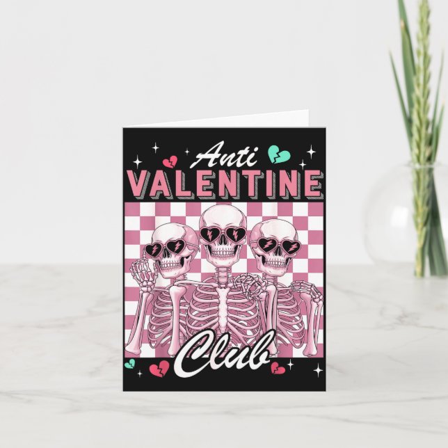 Anti Valentine Club Skeleton Funny Single Valentin Card (Front)