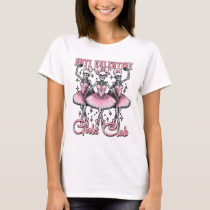 Anti-valentine Girls Club Skeletons In Pink T-Shirt