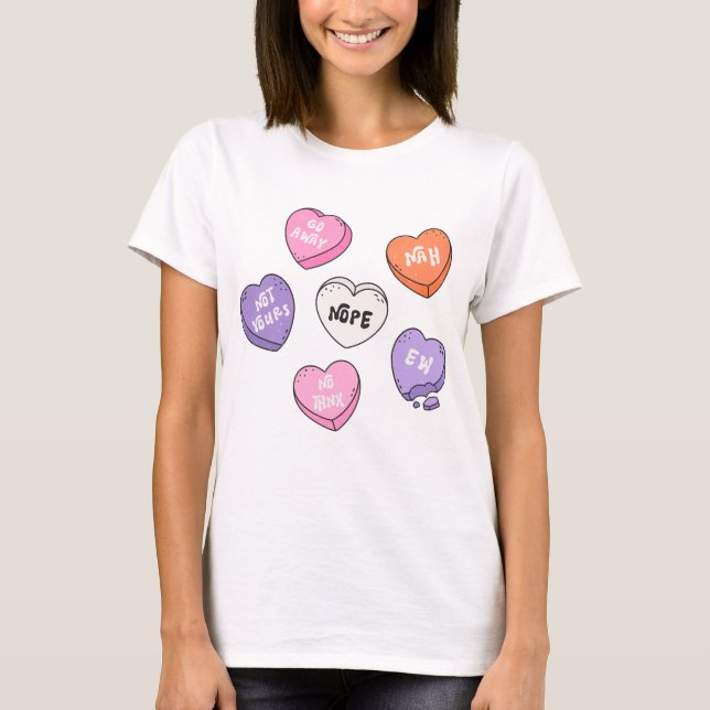 Anti-Valentine Heart Candy T-Shirt (Front)
