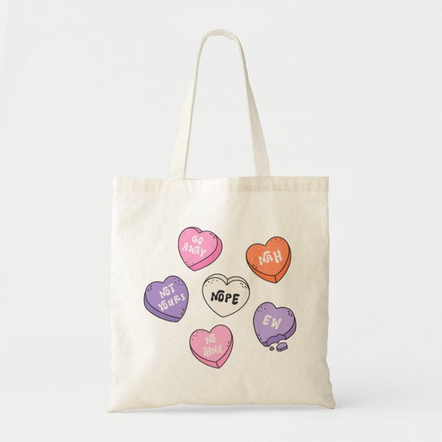 Anti-Valentine Heart Candy Tote Bag (Front)