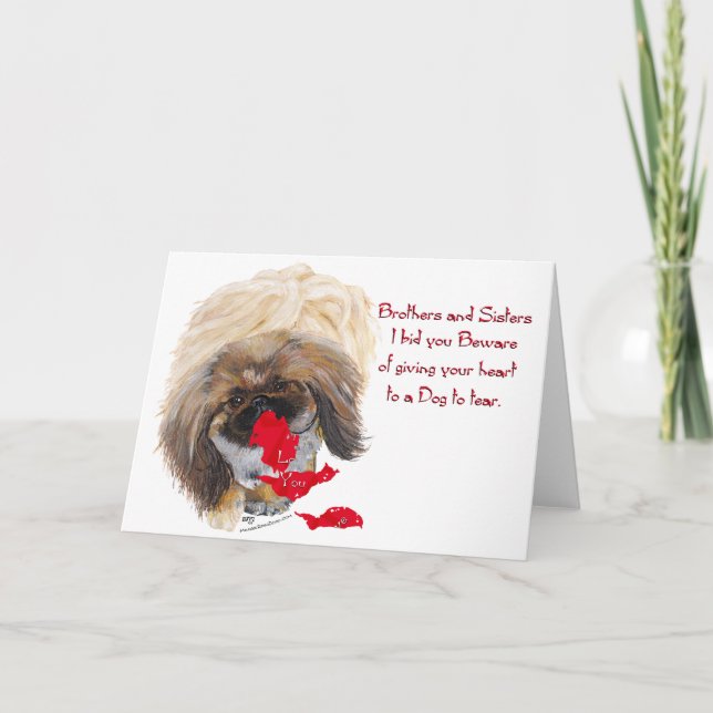 Anti Valentine Pekingese Holiday Card (Front)