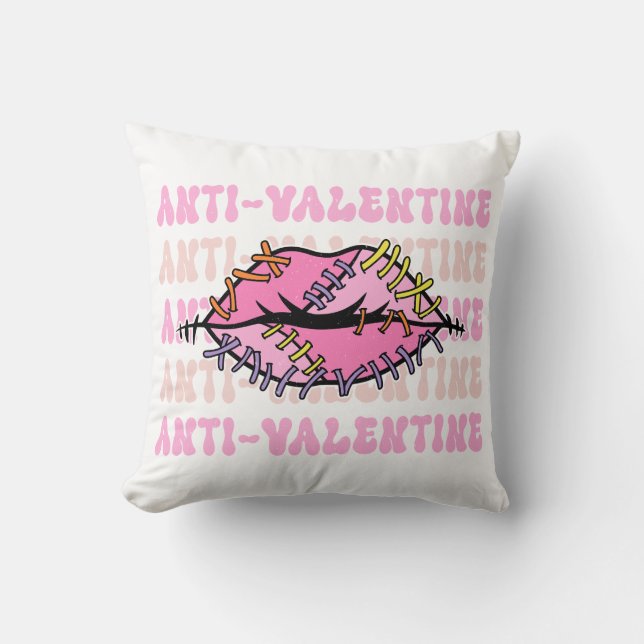 Anti Valentine Pink Lips Cushion (Front)