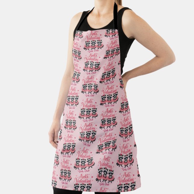 Anti Valentine’s Day Funny Racoon Cute Kawaii Apron (Insitu)