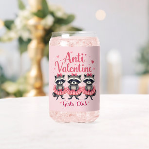 Anti Valentine’s Day Funny Racoon Cute Kawaii Can Glass