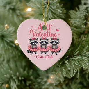 Anti Valentine’s Day Funny Racoon Cute Kawaii Ceramic Tree Decoration