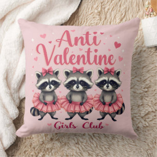 Anti Valentine’s Day Funny Racoon Cute Kawaii Cushion