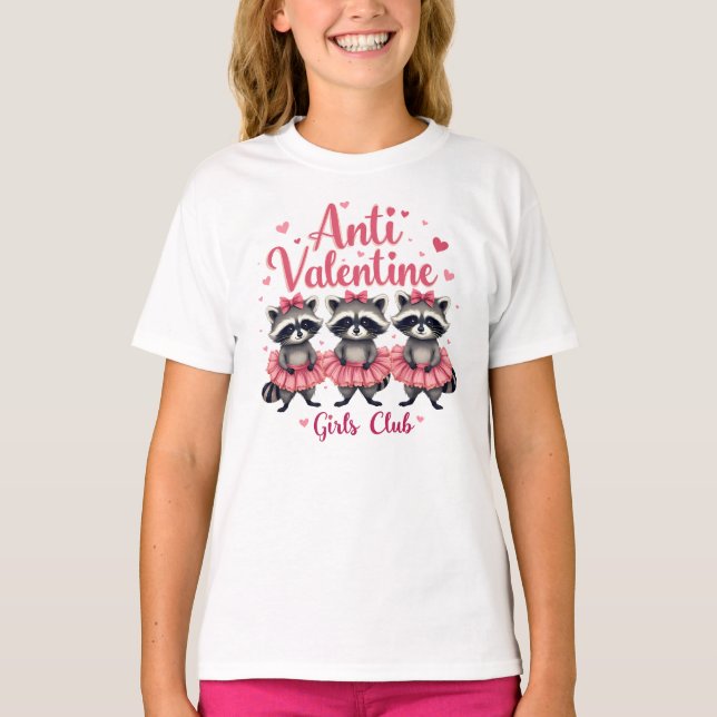 Anti Valentine’s Day Funny Racoon Cute Kawaii T-Shirt (Front)
