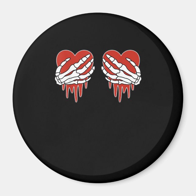 Anti Valentine Skeleton Hands Heart Goth Magnet (Front)
