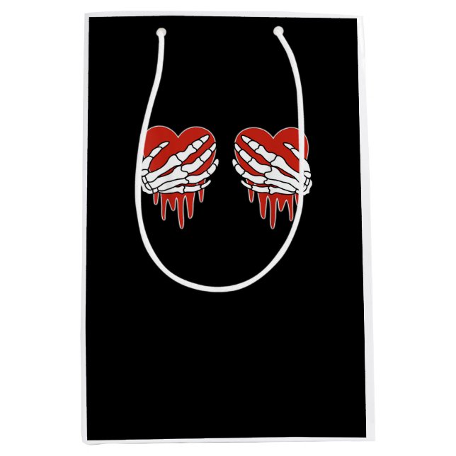 Anti Valentine Skeleton Hands Heart Goth Medium Gift Bag (Front)