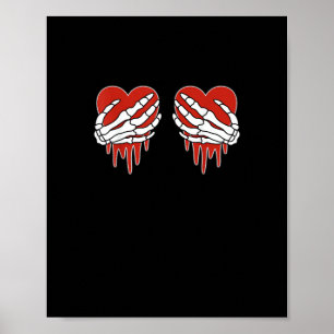 Anti Valentine Skeleton Hands Heart Goth Poster