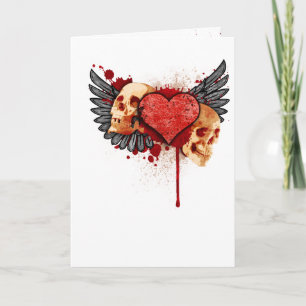 Anti-Valentine Skulls with Wings Holiday Card
