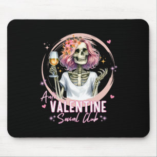 Anti Valentine Social Club Funny Skeleton Matching Mouse Mat