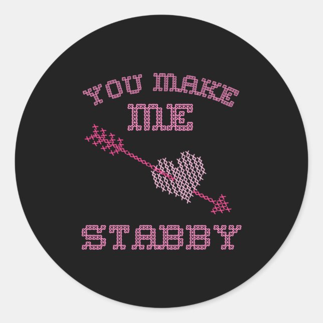 Anti Valentine Ugly Valentines Day Feeling Stabby  Classic Round Sticker (Front)