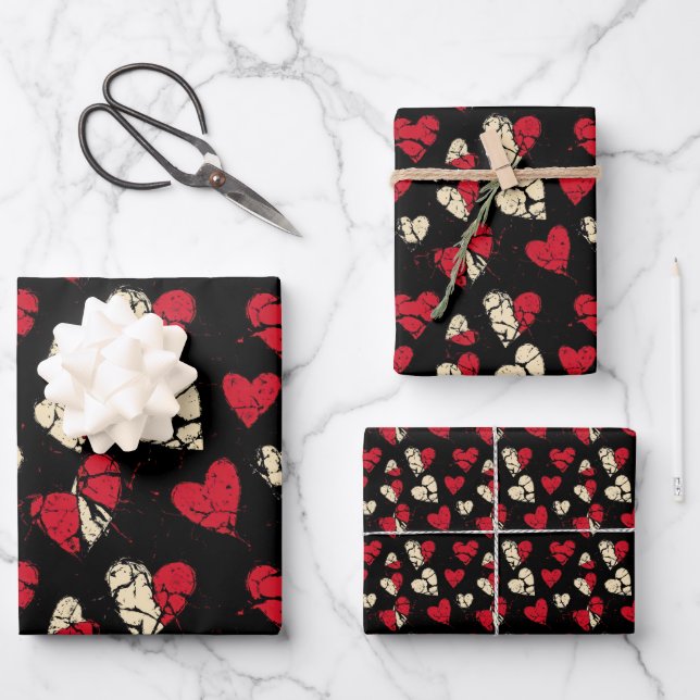 Anti-Valentines Day Broken Hearts Pattern 1 Wrapping Paper Sheet (Front)