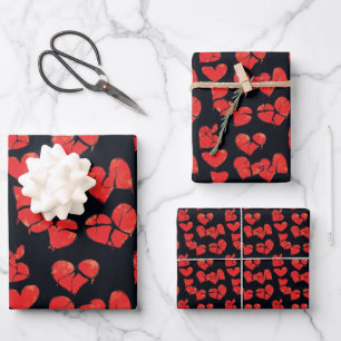 Anti-Valentines Day Broken Hearts Pattern 6 Wrapping Paper Sheet