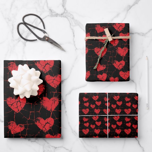 Anti-Valentines Day Broken Hearts Pattern 7 Wrapping Paper Sheet (Front)