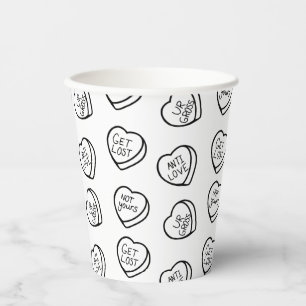 Anti-Valentine's Day Candy Hearts Paper Cups