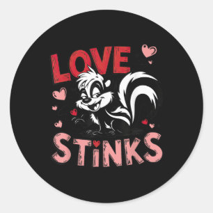 Anti Valentines Day Love Stinks Cute Skunk Tee Classic Round Sticker