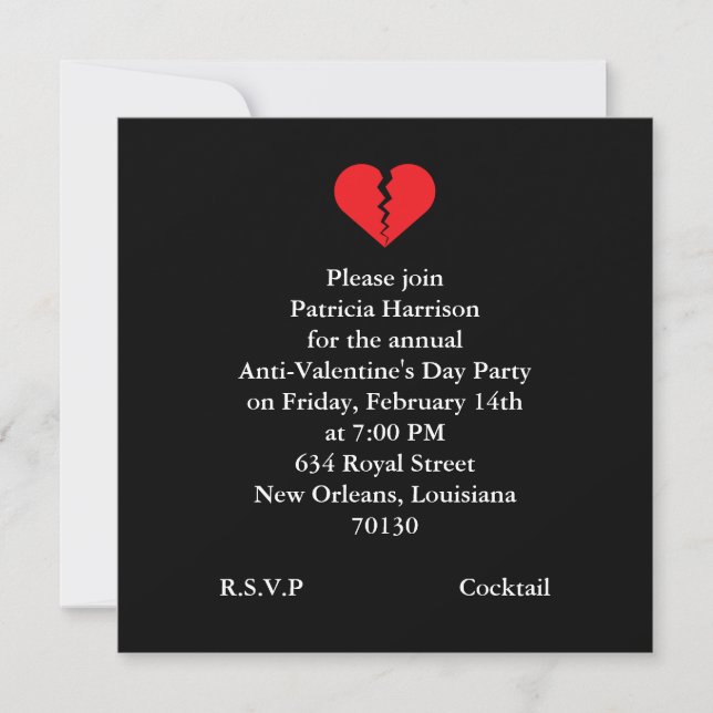 Anti Valentines Day Party Invitation (Front)