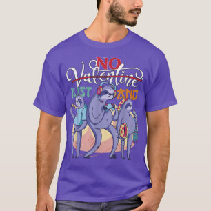 Anti Valentines Day purple Single just pizza and v T-Shirt