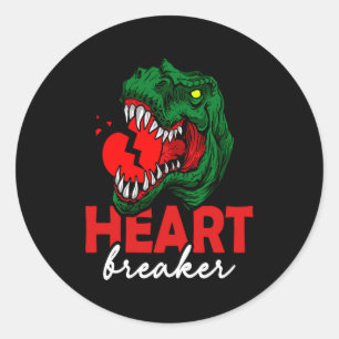 Anti Valentines Day Single Heart Breaker T Rex Di  Classic Round Sticker