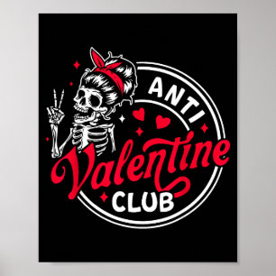 Anti valentines day skeleton heart funny valentine poster