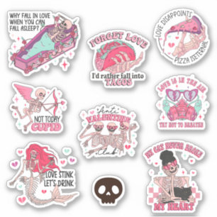 Anti-Valentines Day Skeleton Sticker Bundle