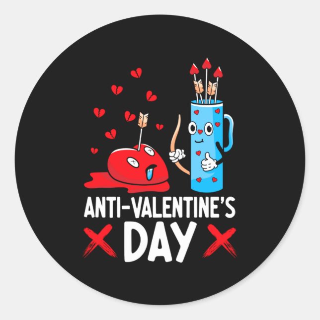 Anti Valentines Day Valentines Day Arrows Single  Classic Round Sticker (Front)