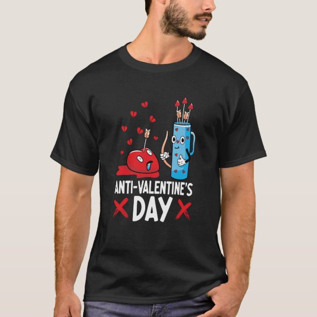 Anti Valentine's Day Valentines Day Arrows Single  T-Shirt (Front)