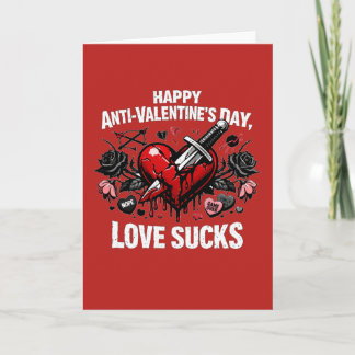 Anti-Valentine's Love Sucks Broken Heart Dagger Card