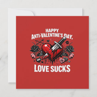 Anti-Valentine's Love Sucks Broken Heart Dagger Card