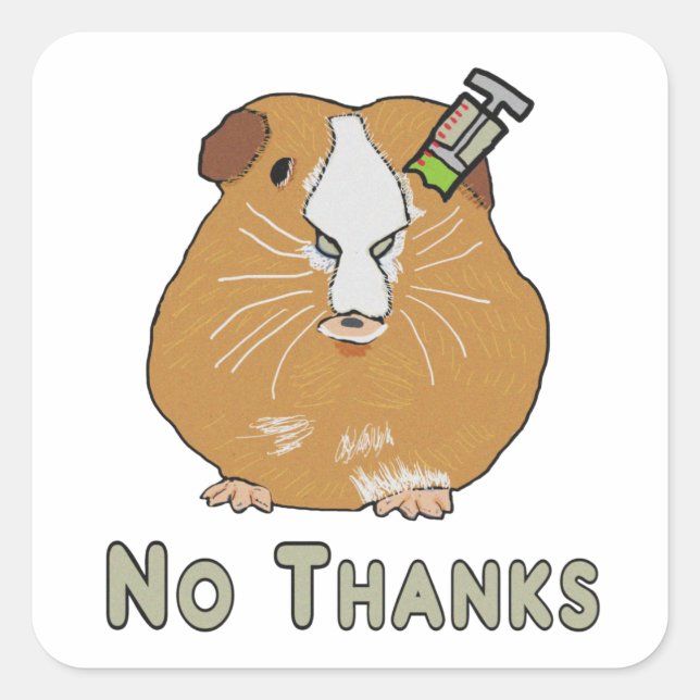 Anti Vax Guinea Pig Square Sticker (Front)