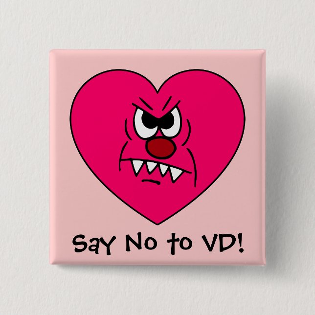 Anti-VD: I hate Valentines Day Angry Heart Face 15 Cm Square Badge (Front)